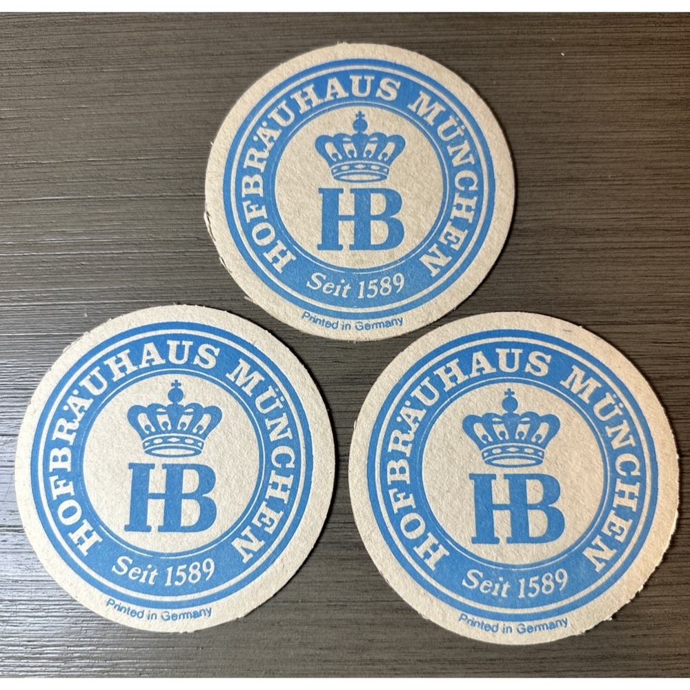 Set of Three Vintage Hofbrauhaus‎ Munchen Germany Beer Coaster Edel Weizen